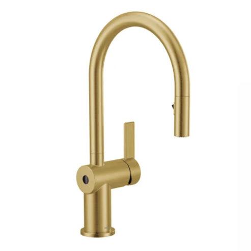 Moen 7622EWBG Touchless One Handle Faucet Power Clean - Brushed Gold - Faucetiy