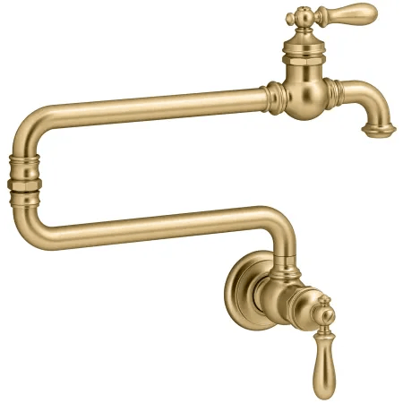 Kohler K-99270 Wall Mounted Single Hole Pot Filler In Gold.