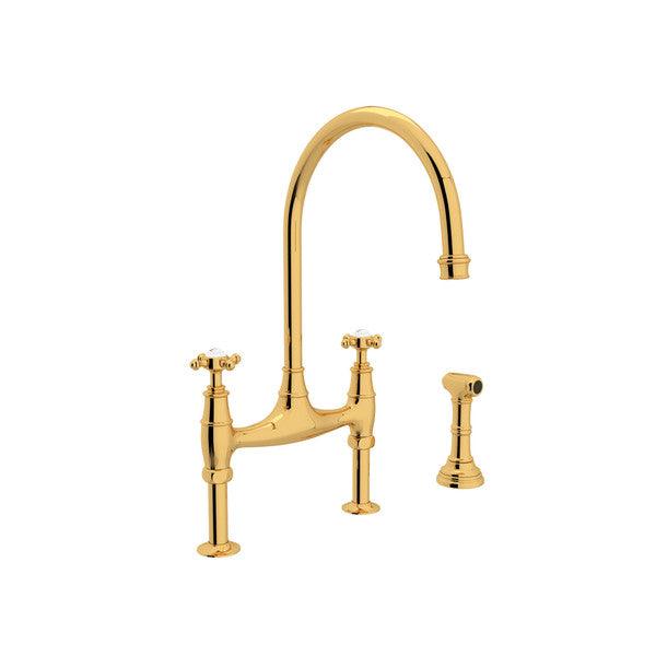 Rohl Perrin & Rowe Georgian Era Widespread Bridge U.4718X-EG-2 Kitchen Faucet -  English Gold - Faucetiy