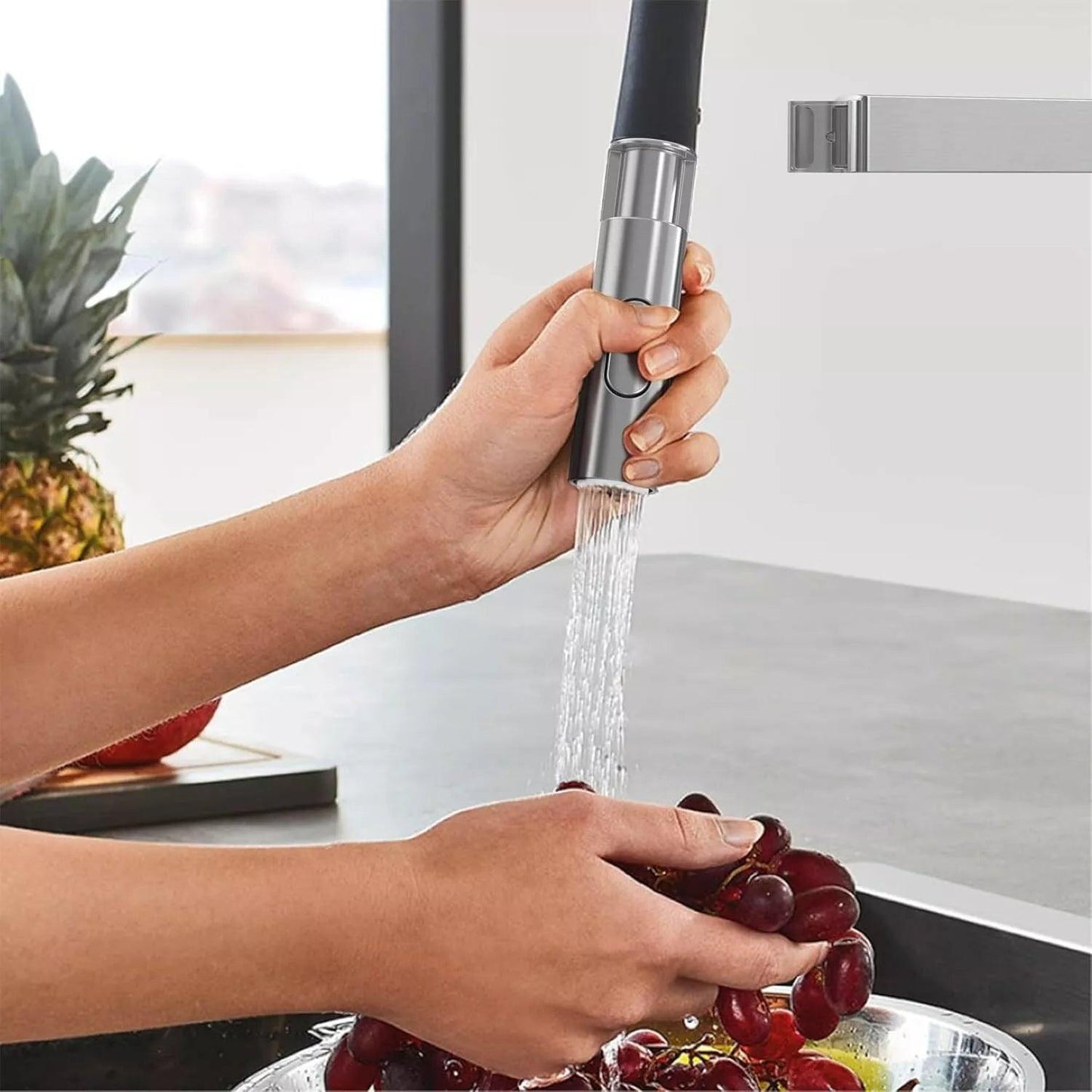 Grohe 30295DC0 Essence 1.75 GPM 1 Hole Pull Out Kitchen Faucet - Stainless Steel - Faucetiy