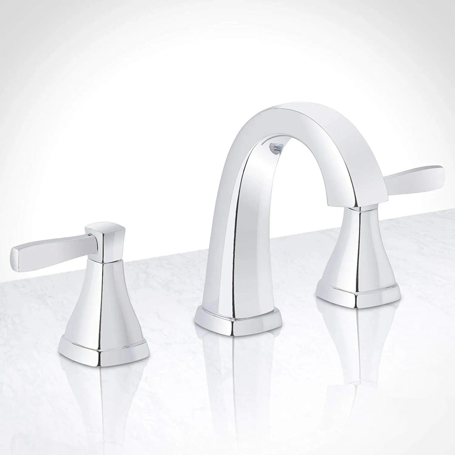 Miseno MNO641CP Elysa 1.2 GPM Widespread Bathroom Faucet with Push-Pop Drain Assembly - Chrome - Faucetiy