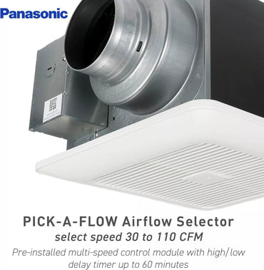 Panasonic FV-0511VKS2  WhisperGreen Sone Ceiling Mounted Energy Star Rated Bathroom Fan with Integrated Multi-Speed