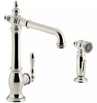 Kohler K-99265-SN Artifacts Kitchen Sink Faucet Side Spray Polished Nickel
