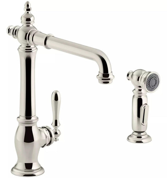 Kohler K-99265 Kitchen Faucet With Side Spray In Satin Nickel.