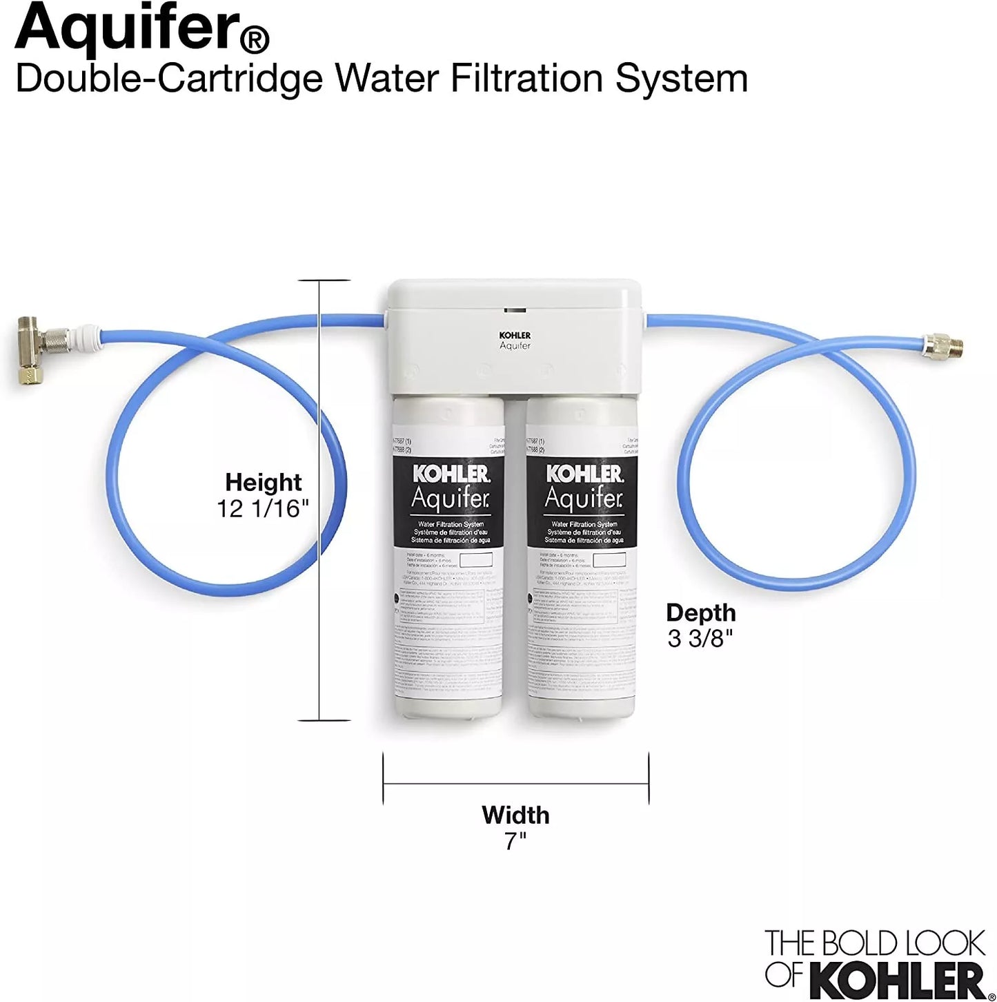 KOHLER 77686-NA Double Cartridge Water Filtration System, 2 Count (Pack Of 1)