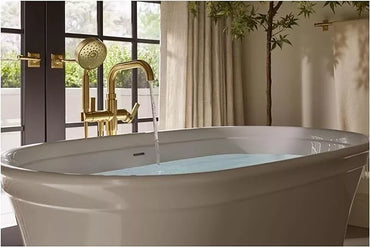 Kohler K-T35924-4-CP Castia by Studio McGee Floor Mounted Tub Filler with Built-In Diverter - Includes Hand Shower